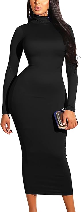 long sleeve long black dress