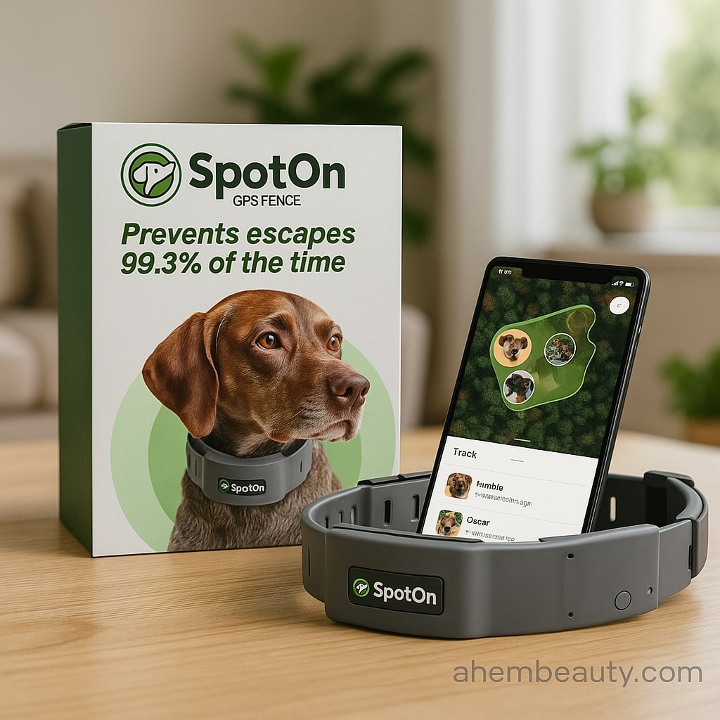 Best GPS Dog Collars Without Subscription — SpotOn GPS wireless dog fence collar with 128-satellite True Location tech, dual-feed antennas, IP67 waterproof build, extended battery; verified across US UK Canada trails and rural properties