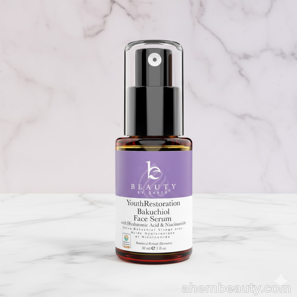 Beauty by Earth Bio Retinol Alternative Bakuchiol Serum — organic vegan plant-based retinol alternative for sensitive skin, made in USA, gentle anti-aging in US UK Canada