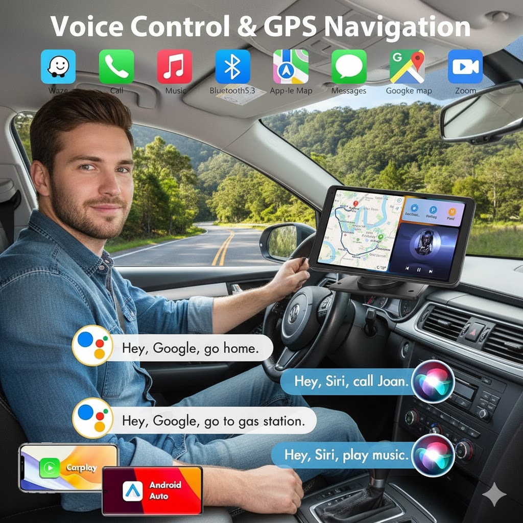 Best Portable Wireless CarPlay Screens For Easy Setup, AI-generated editorial image for illustrative purposes.