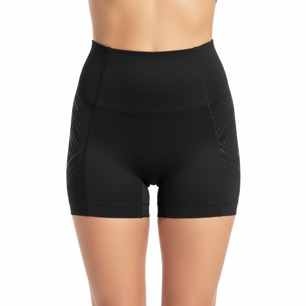 Best Shapewear For Women — SPANX seamless mid-thigh shaper shorts in neutral tone, lightweight knit with gentle tummy panel; US-UK-Canada audience