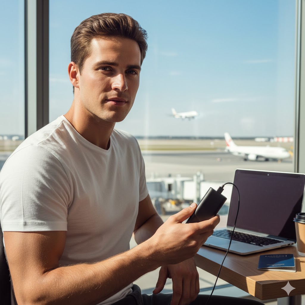 Best Power Banks With Built-In Cables, AI-generated editorial image for illustrative purposes.