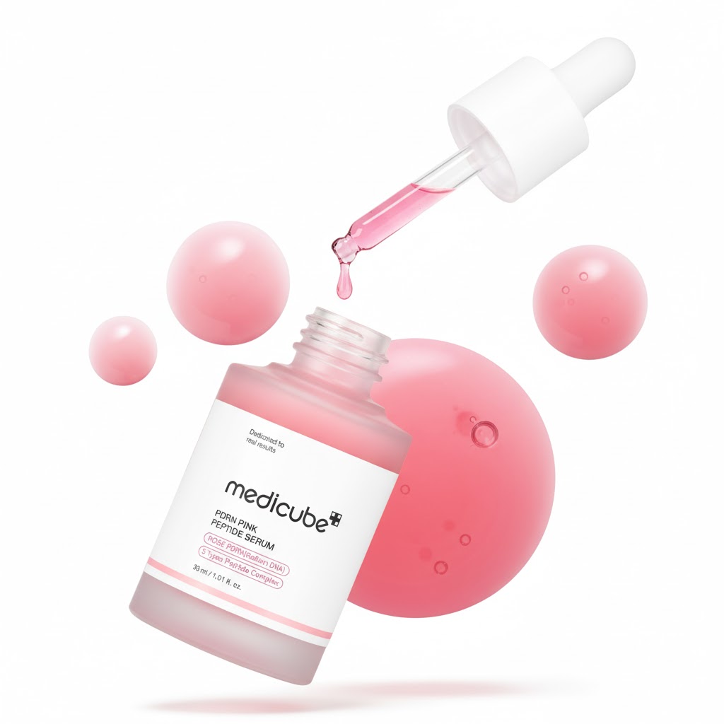 Best Korean Serums For Glowing Skin — medicube PDRN Pink Peptide Serum with vegan PDRN alternative and peptides for satin, rested glow