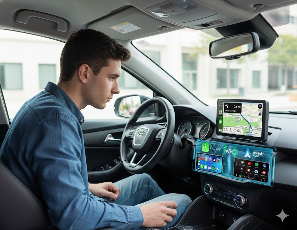 Best Portable Wireless CarPlay Screens For Easy Setup, AI-generated editorial image for illustrative purposes.
