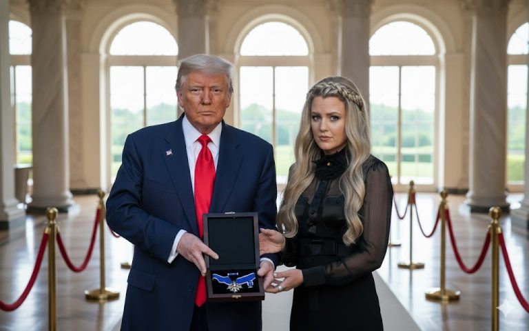 Erika Kirk Fights Back Tears as Trump Awards Charlie’s Medal