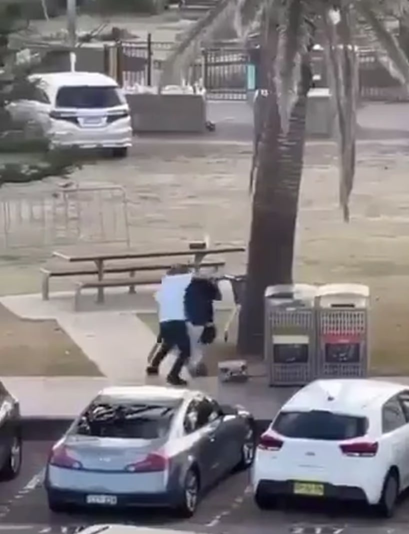 Image description: Screenshot showing the Bondi Beach bystander moment referenced in reports