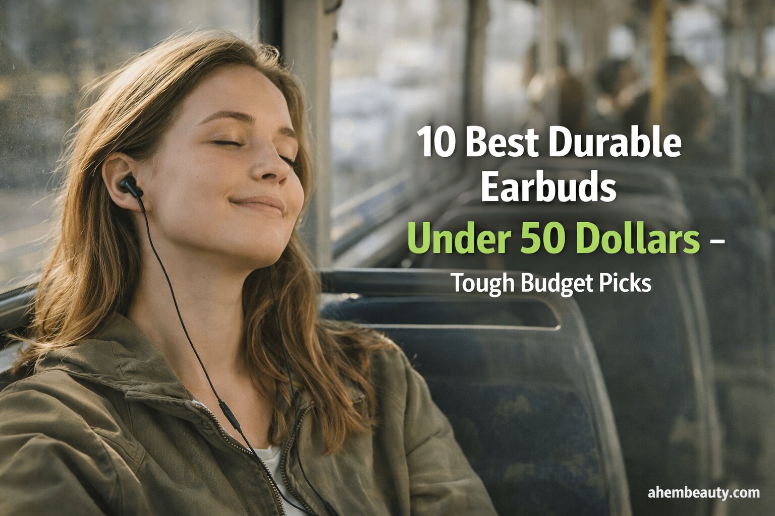 Best Durable Earbuds Under 50 Dollars, AI-generated editorial image for illustrative purposes. Durable wireless earbuds designed for long battery life, sweat resistance, reinforced build quality, and stable Bluetooth connectivity for everyday use, workouts, travel, and calls.