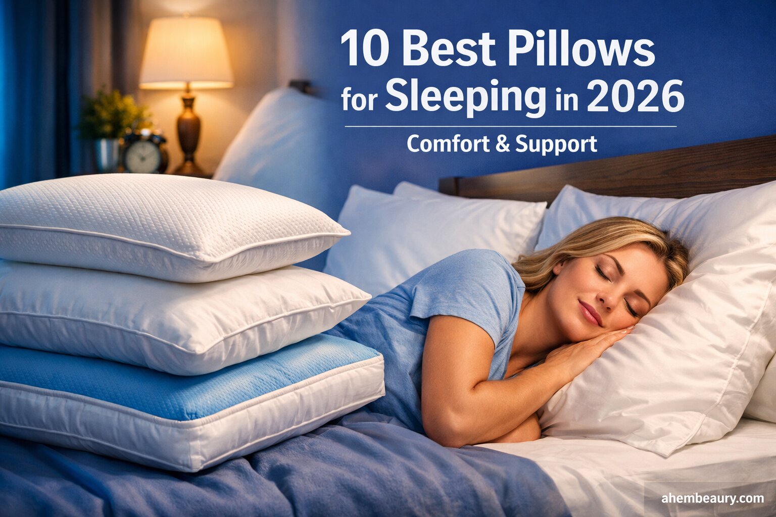 Best Pillows for Sleeping, AI-generated editorial image for illustrative purposes. Supportive sleeping pillow comparison covering side sleepers, back sleepers, neck support, cooling comfort, and pillow loft preferences across United States, United Kingdom, and Canada.