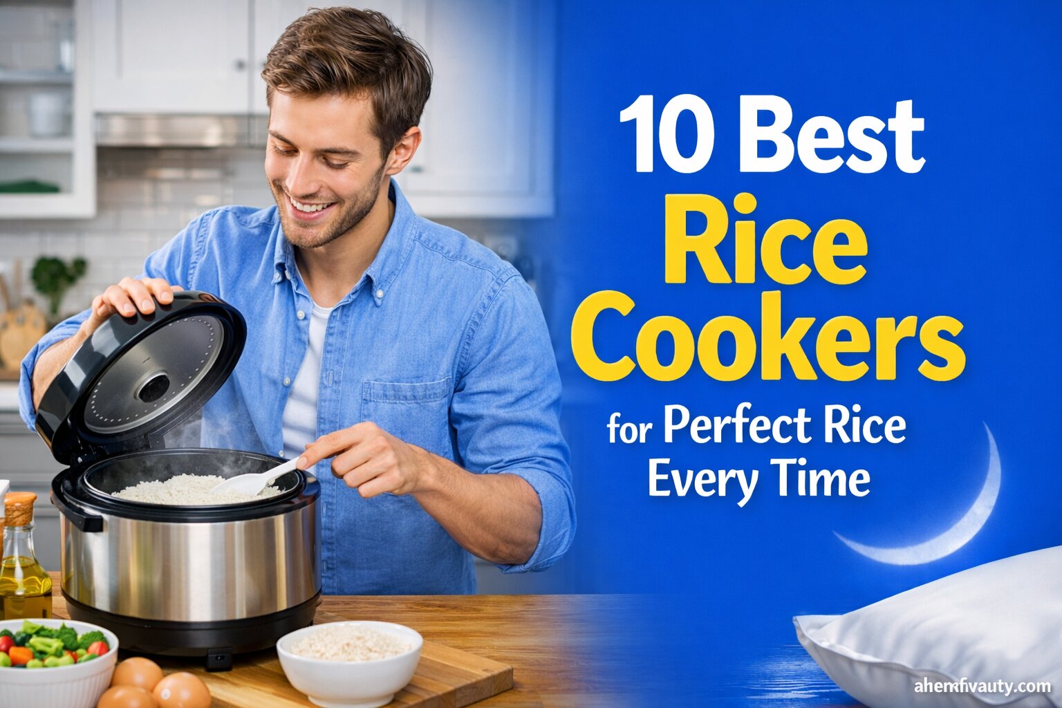 Best Rice Cookers for Perfect Rice Every Time, AI-generated editorial image for illustrative purposes. Modern electric rice cookers using fuzzy logic, induction heating, and smart temperature control to produce soft, fluffy, evenly cooked rice with consistent texture and flavor.