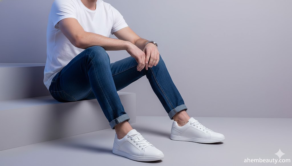 Best White Sneakers For Men,AI-generated editorial image for illustrative purposes.