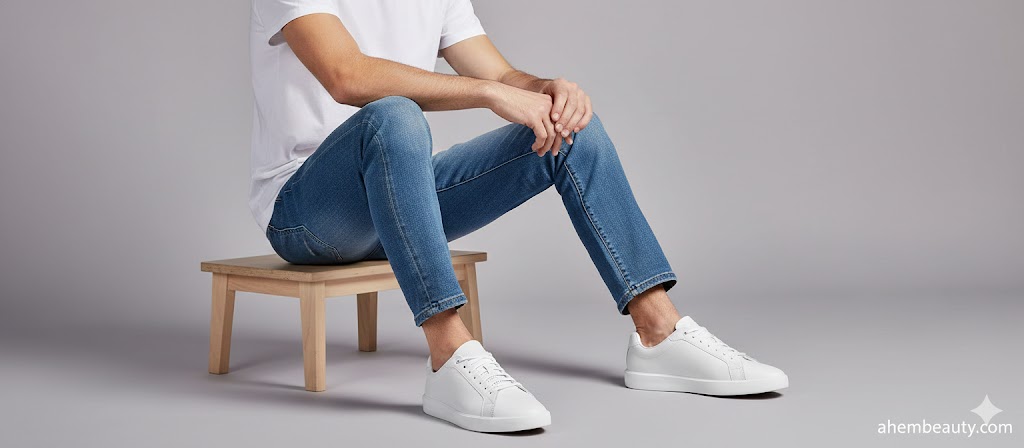 Best White Sneakers For Men, AI-generated editorial image for illustrative purposes.