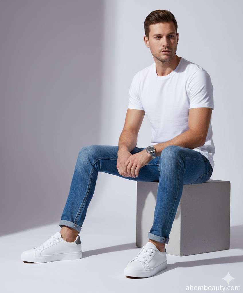 Best White Sneakers For Men, AI-generated editorial image for illustrative purposes.
