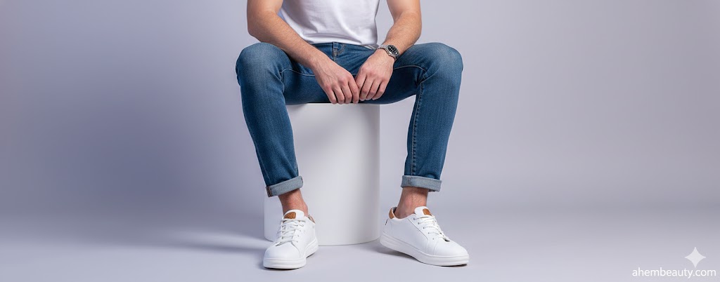 Best White Sneakers For Men, AI-generated editorial image for illustrative purposes.