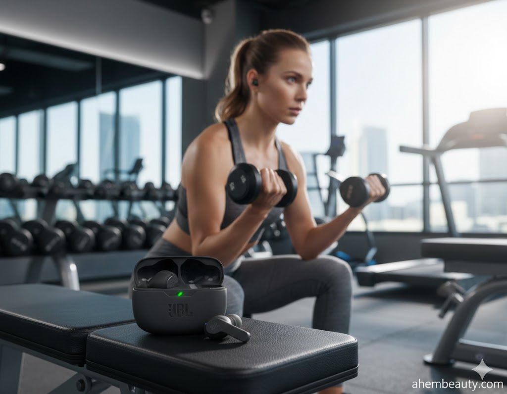 Best Durable Earbuds Under 50 Dollars, AI-generated editorial image for illustrative purposes. Hands-free calling earbuds concept featuring VoiceAware-style self-voice balancing, stable microphone clarity, comfortable long-wear fit, and durable everyday wireless case design.