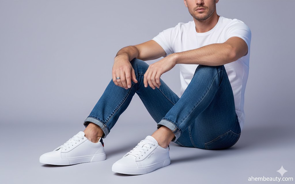 Best White Sneakers For Men, AI-generated editorial image for illustrative purposes.