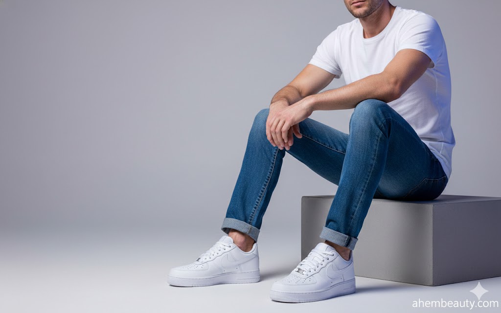 Best White Sneakers For Men, AI-generated editorial image for illustrative purposes.