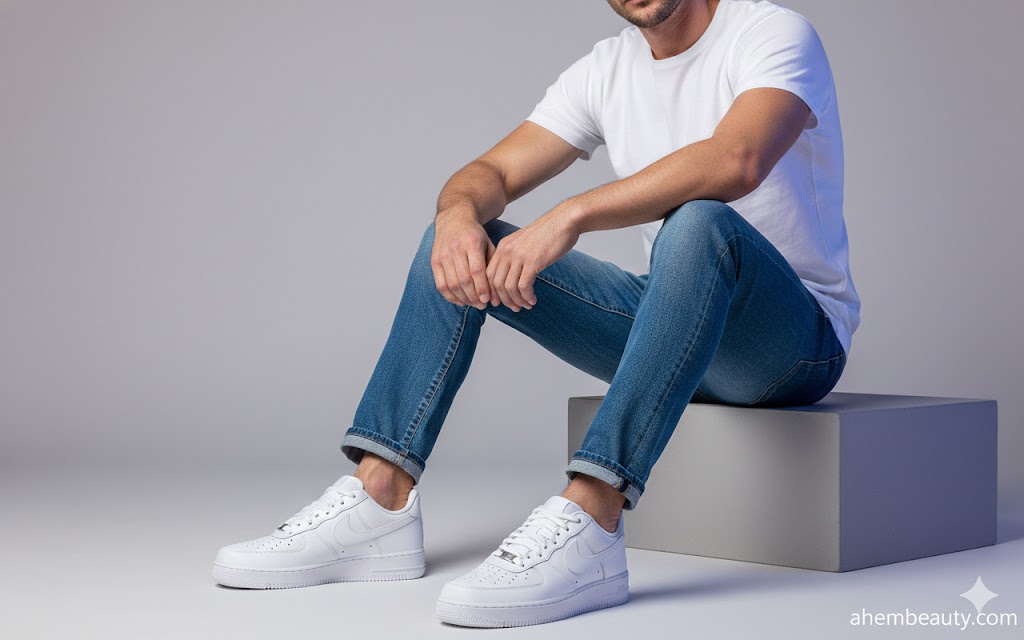 Best White Sneakers For Men, AI-generated editorial image for illustrative purposes.