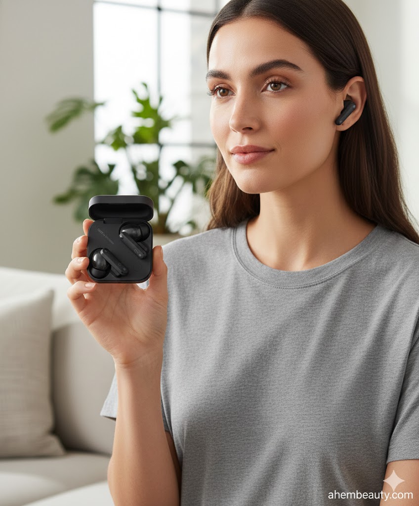 Best Durable Earbuds Under 50 Dollars, AI-generated editorial image for illustrative purposes. Premium-feel wireless earbuds concept with hybrid ANC, richer sound, and durable scratch-resistant case, designed for commuting, cafés, and work focus with stable fit and everyday carry protection.