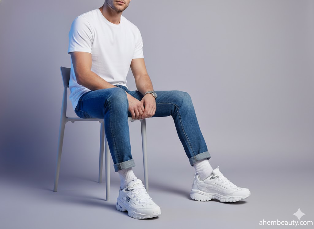 Best White Sneakers For Men, AI-generated editorial image for illustrative purposes.