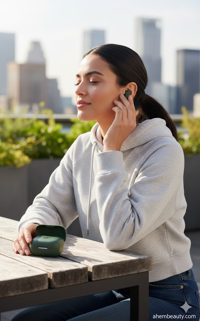 Best Durable Earbuds Under 50 Dollars, AI-generated editorial image for illustrative purposes. Soundcore P30i by Anker noise cancelling earbuds concept showing compact protective case, secure in-ear fit design, and stable Bluetooth audio for commuting and travel.