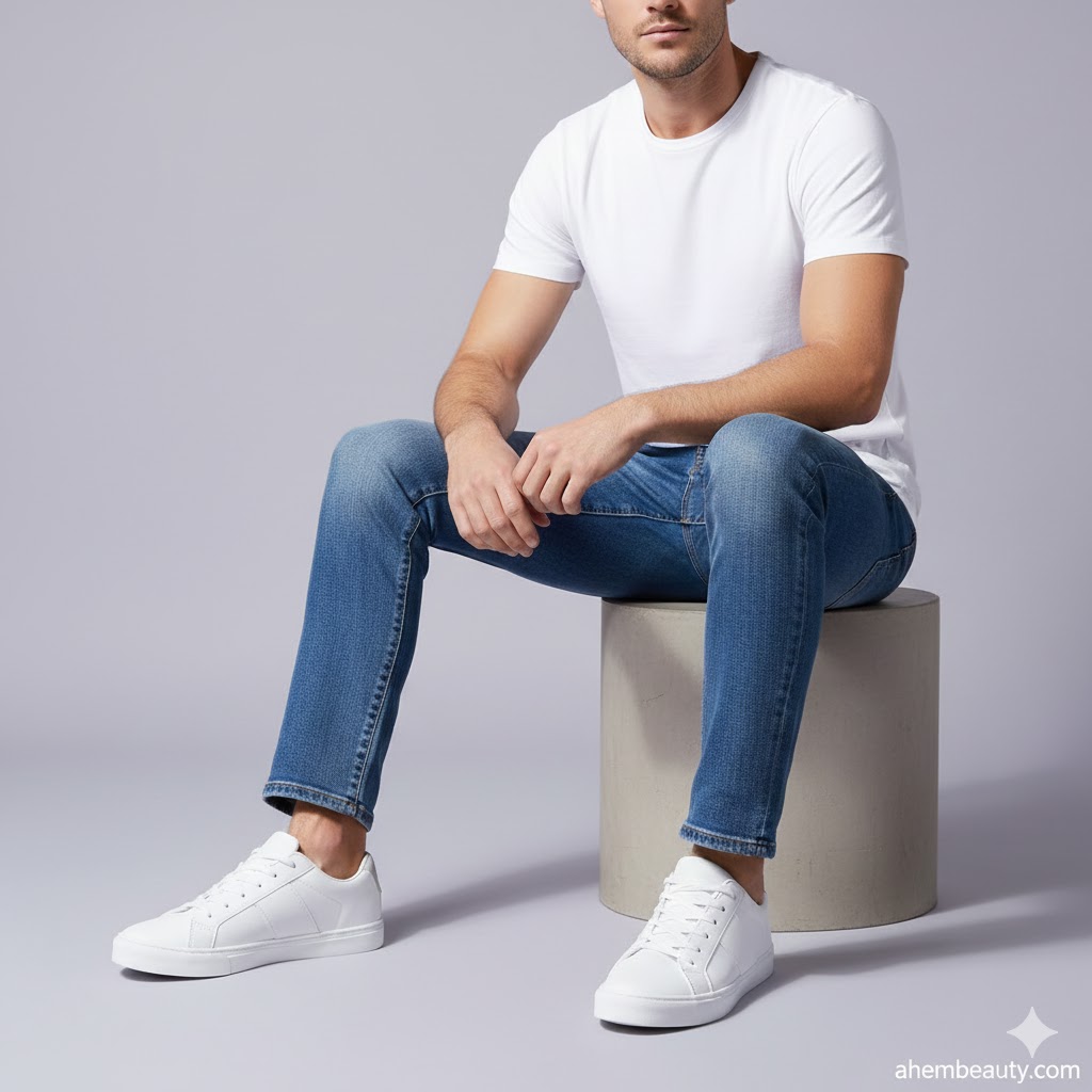 Best White Sneakers For Men,AI-generated editorial image for illustrative purposes.