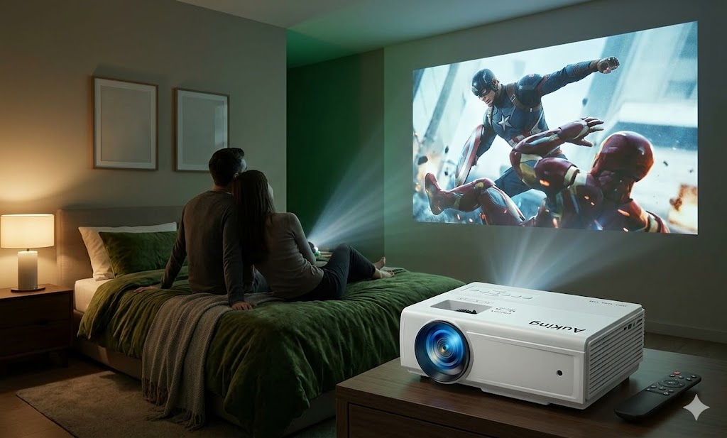 Best Mini Projectors For Bedroom Movies, AI-generated editorial image for illustrative purposes.