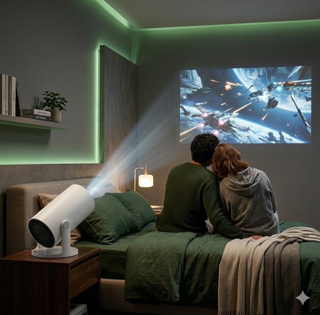 Best Mini Projectors For Bedroom Movies, AI-generated editorial image for illustrative purposes.