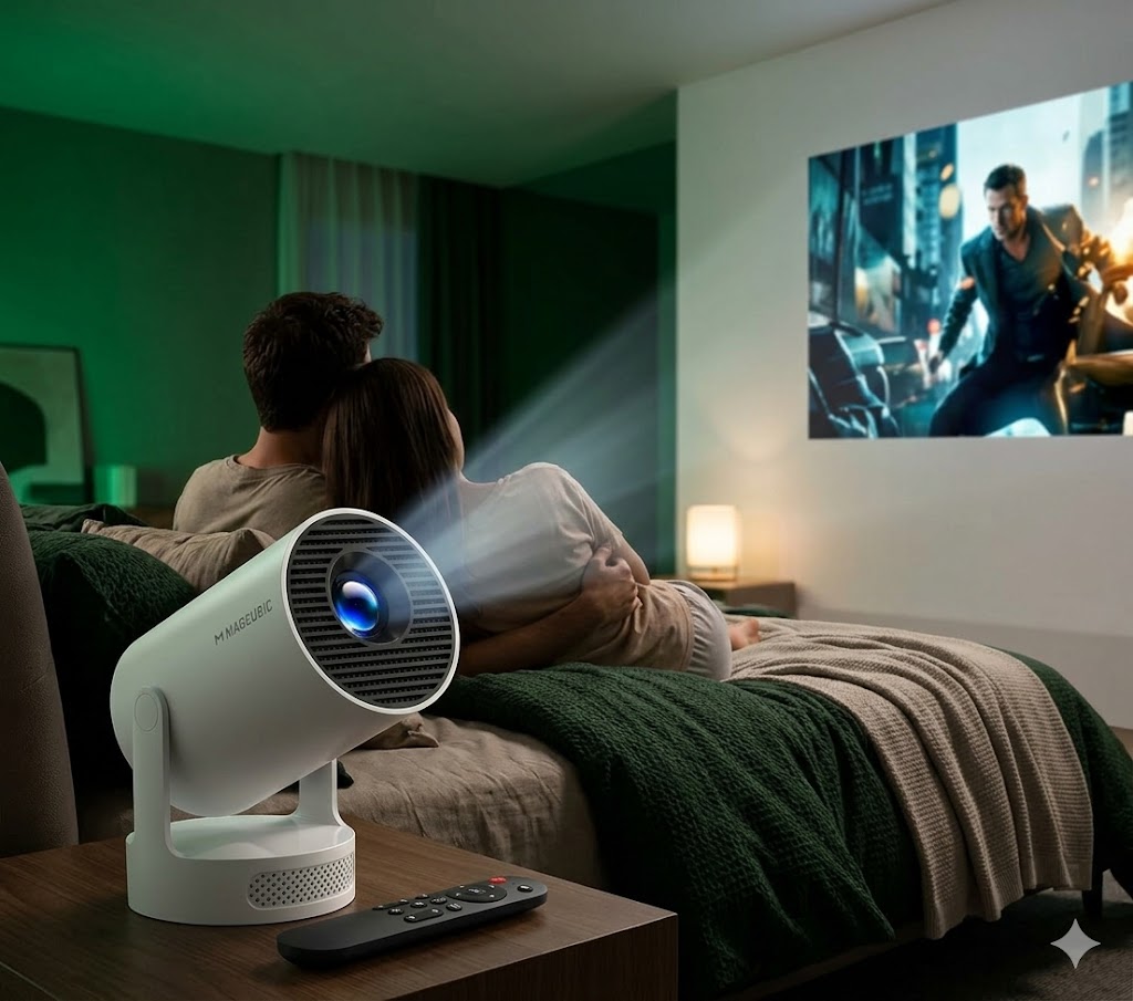 Best Mini Projectors For Bedroom Movies, AI-generated editorial image for illustrative purposes.