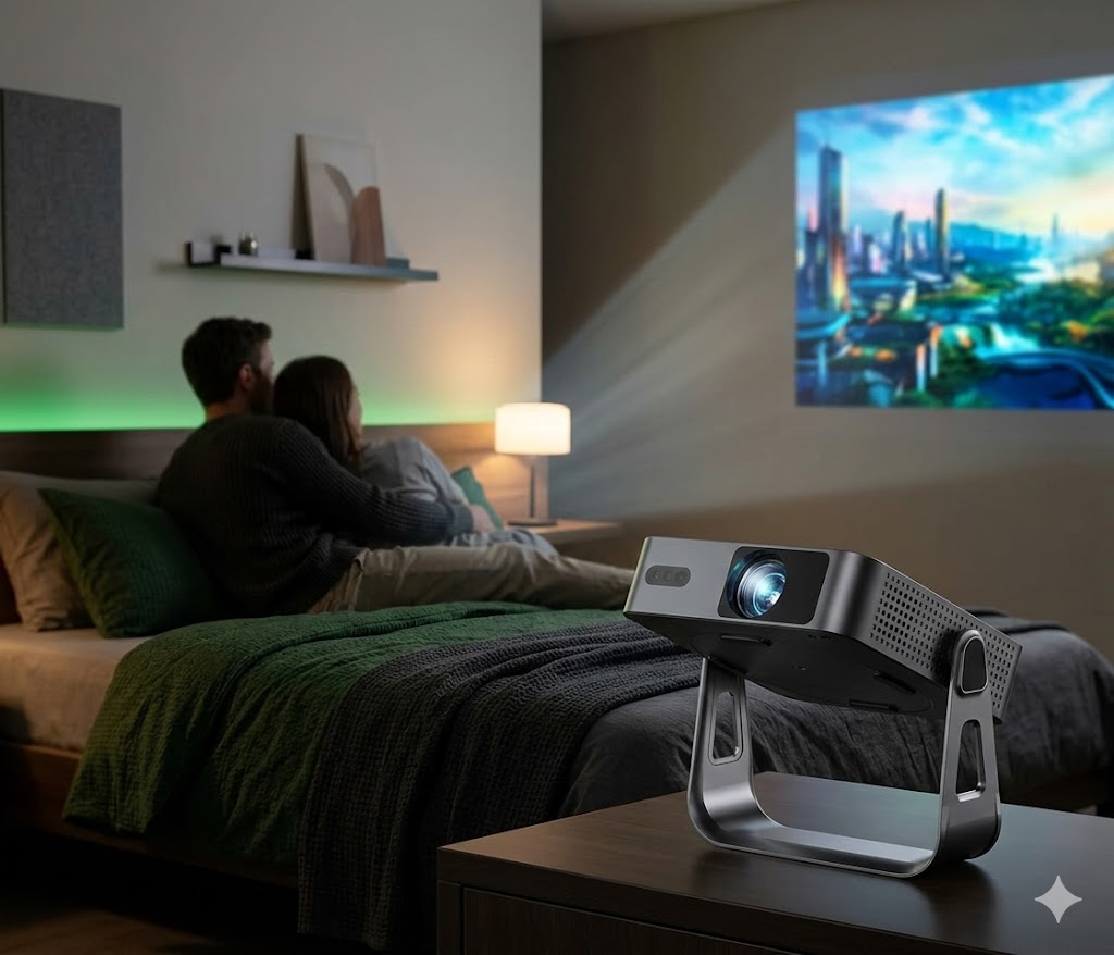 Best Mini Projectors For Bedroom Movies, AI-generated editorial image for illustrative purposes.