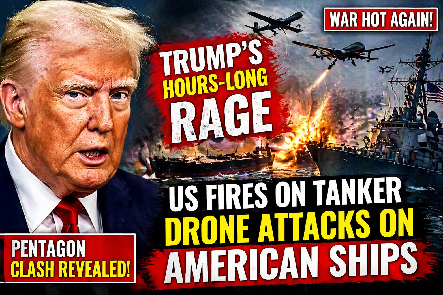 Trump’s Pentagon Fury Exposed as US Strikes Tanker, Drone Attacks Hit American Ships