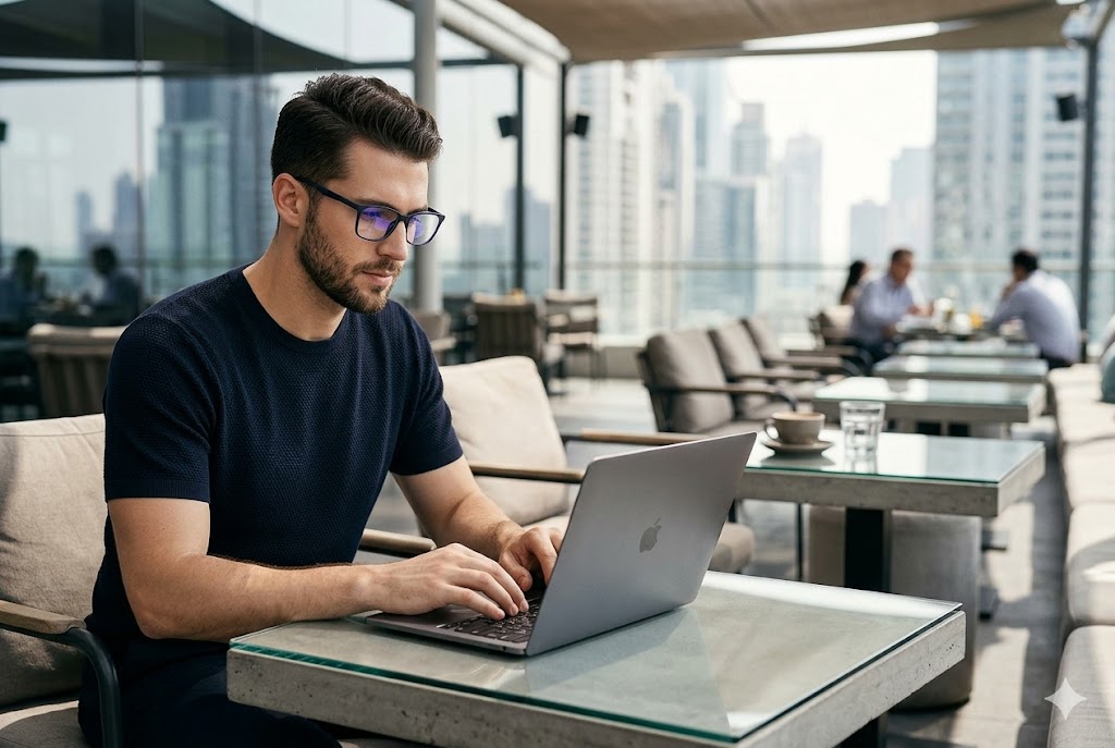 Best Blue Light Glasses for Men, AI-generated editorial image for illustrative purposes.