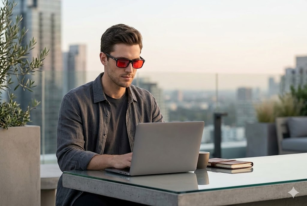 Best Blue Light Glasses for Men, AI-generated editorial image for illustrative purposes.