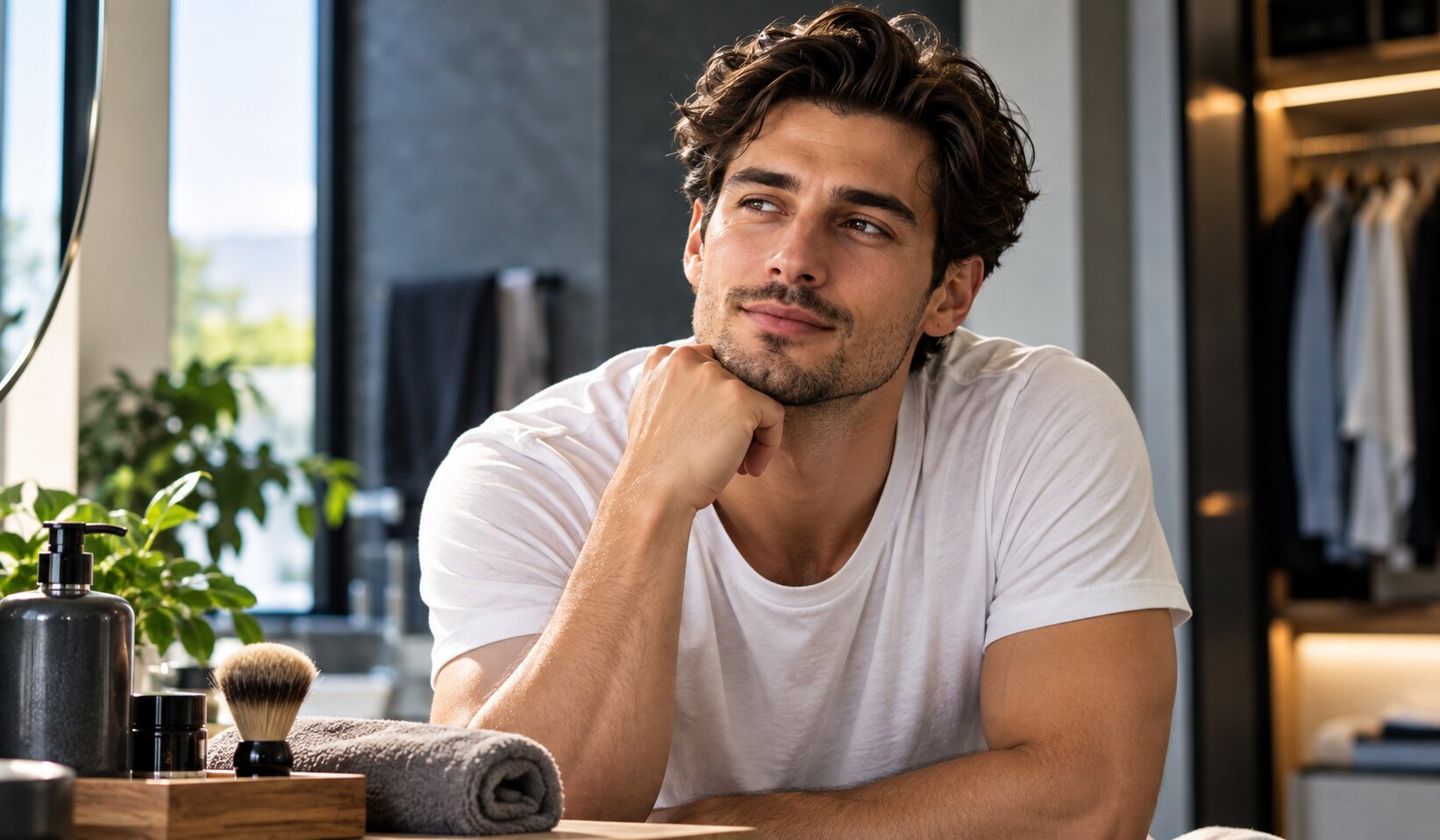 Well-groomed man with a modern hairstyle and confident appearance