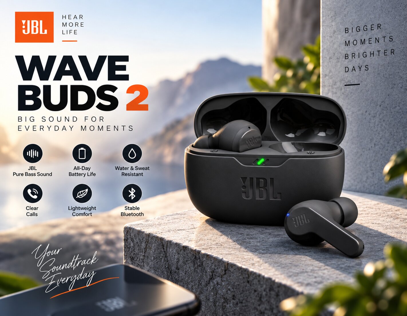 Best Wireless Earbuds On Amazon, JBL Vibe Beam battery and everyday listening setup, AI-generated editorial image for illustrative purposes.