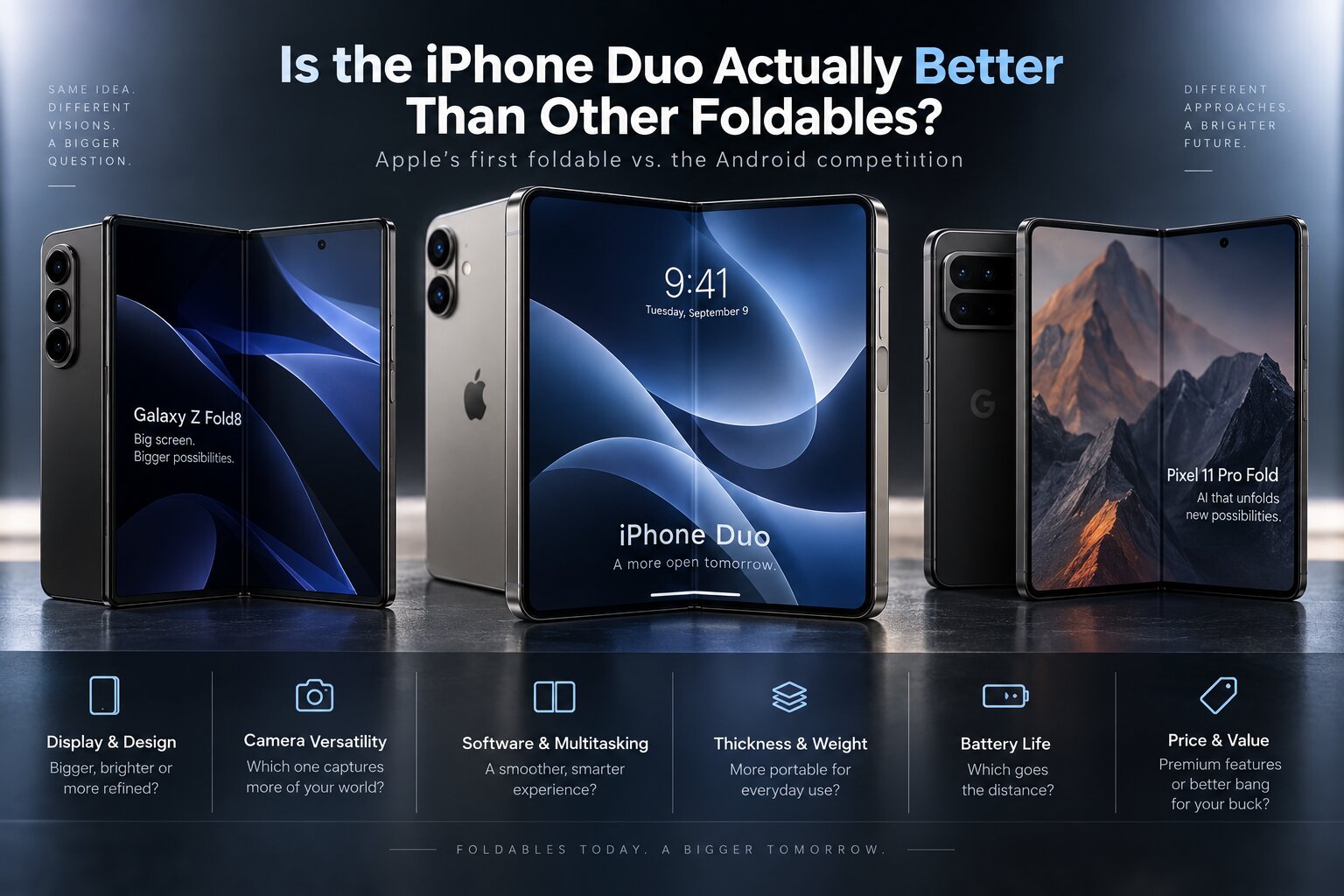 iPhone Duo compared with other foldable smartphones