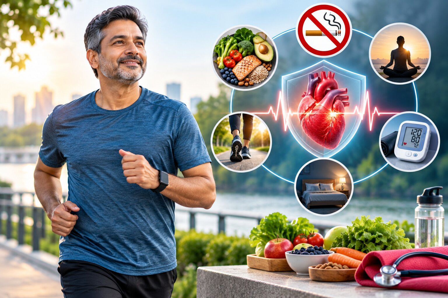 Man exercising outdoors as part of a structured heart-health and cardiovascular recovery programme