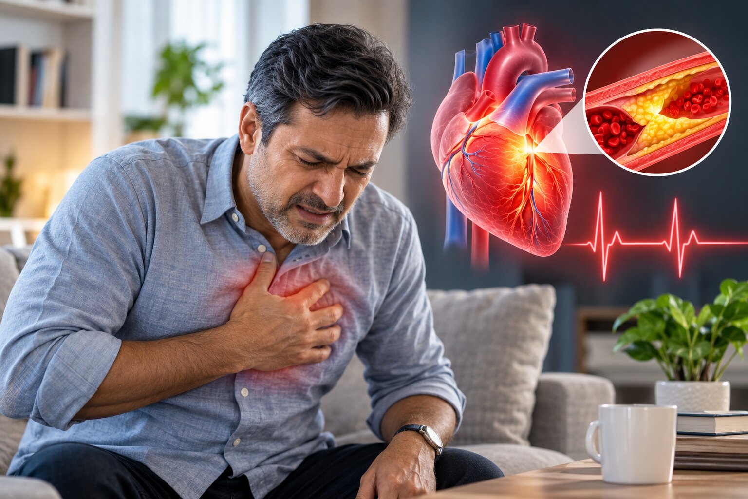 Middle-aged man jogging outdoors as part of a heart-healthy lifestyle and heart attack prevention routine