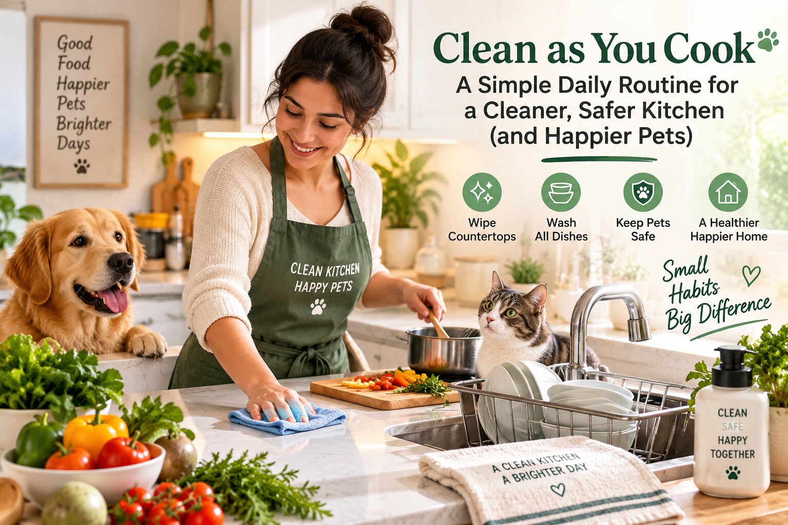 Daily Kitchen Cleaning Routine: Clean as You Cook and Keep Pets Safe